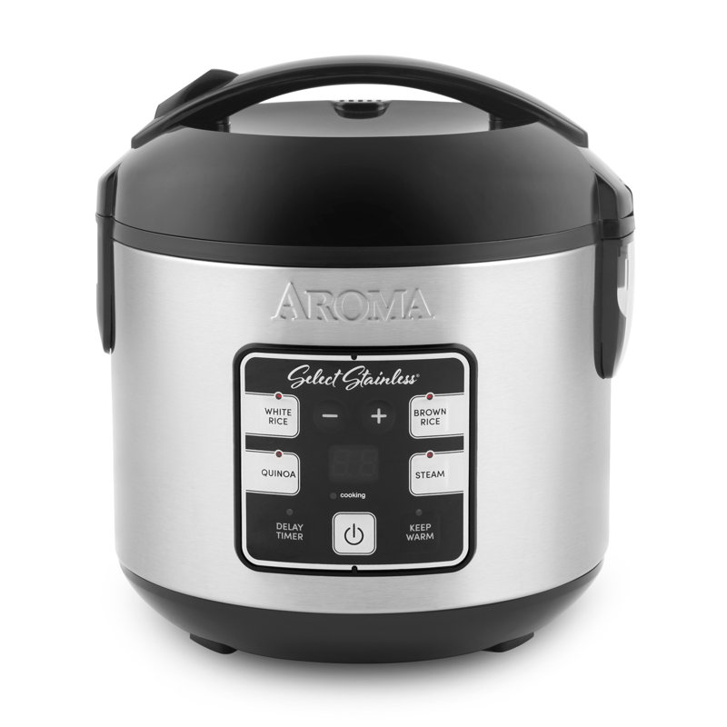 Aroma Select Stainless Rice Cooker 4 cup uncooked 8 cup cooked Stainless Steel Inner Pot Multicooker Steamer 2 Qt